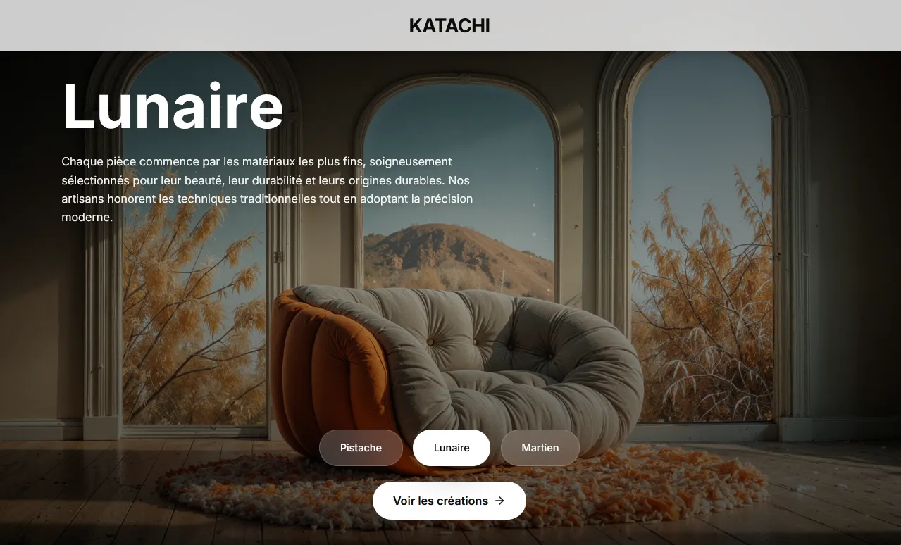 Intérieur Katachi présentant une collection de mobilier